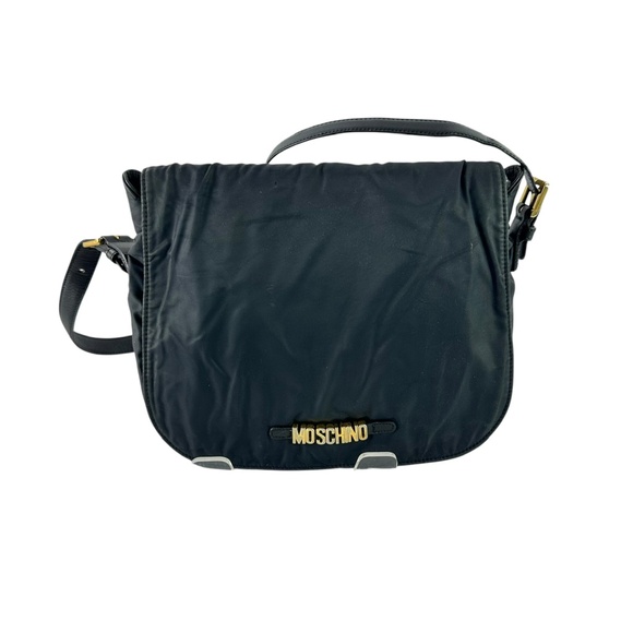 Vintage MOSCHINO Black Nylon Logo Crossbody Bag Purse - Picture 2 of 14